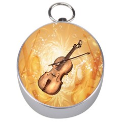 Wonderful Violin With Violin Bow On Soft Background Silver Compasses by FantasyWorld7