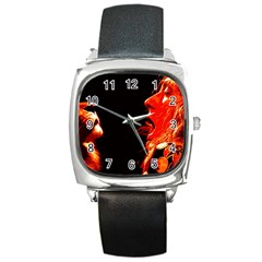 Robert And The Lion Square Metal Watches by SaraThePixelPixie