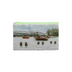 Boats At Santa Lucia River In Montevideo Uruguay Cosmetic Bag (xs) by dflcprints