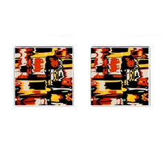 Distorted Shapes In Retro Colors 			cufflinks (square) by LalyLauraFLM