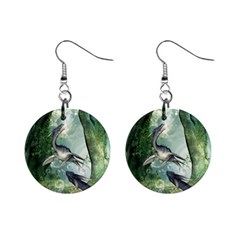 Awesome Seadraon In A Fantasy World With Bubbles Mini Button Earrings by FantasyWorld7