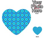 Vibrant Modern Abstract Lattice Aqua Blue Quilt Multi-purpose Cards (Heart)  Front 12