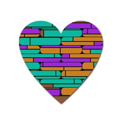 Round Corner Shapes In Retro Colors            			magnet (heart) by LalyLauraFLM
