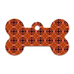 Peach Purple Abstract Moroccan Lattice Quilt Dog Tag Bone (one Side) by DianeClancy