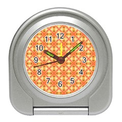 Peach Pineapple Abstract Circles Arches Travel Alarm Clocks by DianeClancy