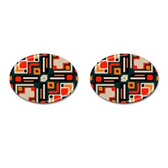 Shapes In Retro Colors Texture                   			cufflinks (oval) by LalyLauraFLM