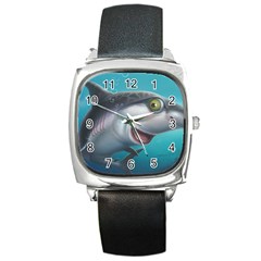 Sharky Square Metal Watch by WaltCurleeArt