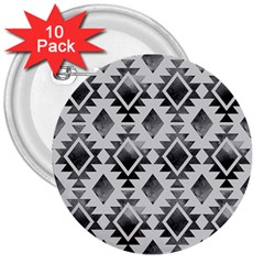 Hand Painted Black Ethnic Pattern 3  Buttons (10 Pack)  by TastefulDesigns