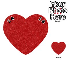 Festive Red Glitter Texture Playing Cards 54 (heart)  by yoursparklingshop