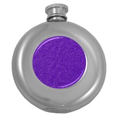 Festive Purple Glitter Texture Round Hip Flask (5 Oz) by yoursparklingshop
