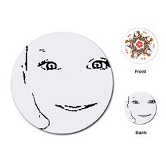 Portrait Black And White Girl Playing Cards (round)  by yoursparklingshop