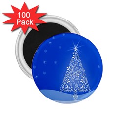 Blue White Christmas Tree 2 25  Magnets (100 Pack)  by yoursparklingshop