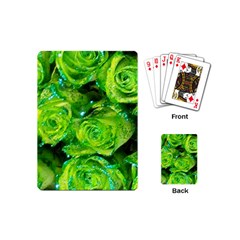 Festive Green Glitter Roses Valentine Love  Playing Cards (mini)  by yoursparklingshop