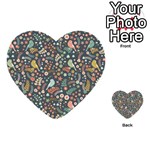 Vintage Flowers And Birds Pattern Multi-purpose Cards (Heart)  Back 18