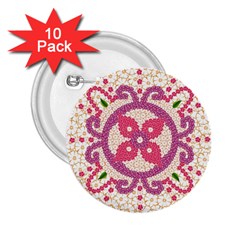 Hindu Flower Ornament Background 2 25  Buttons (10 Pack)  by TastefulDesigns