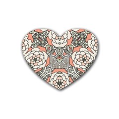 Petals In Vintage Pink, Bold Flower Design Rubber Coaster (heart) by Zandiepants