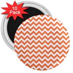 Tangerine Orange & White ZigZag pattern 3  Magnet (10 pack) Front
