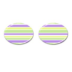 Yellow Purple Green Stripes Cufflinks (oval) by BrightVibesDesign