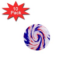 Groovy Red White Blue Swirl 1  Mini Magnet (10 Pack)  by BrightVibesDesign