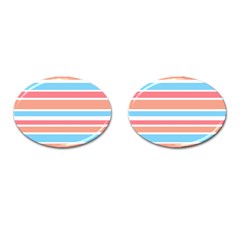 Orange Blue Stripes Cufflinks (oval) by BrightVibesDesign