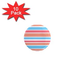Orange Blue Stripes 1  Mini Magnet (10 Pack)  by BrightVibesDesign