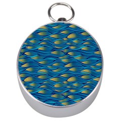 Blue Waves Silver Compasses by FunkyPatterns