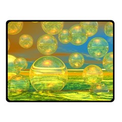 Golden Days, Abstract Yellow Azure Tranquility Fleece Blanket (small) by DianeClancy