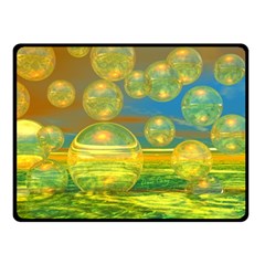 Golden Days, Abstract Yellow Azure Tranquility Double Sided Fleece Blanket (small)  by DianeClancy