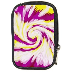 Tie Dye Pink Yellow Swirl Abstract Compact Camera Cases by BrightVibesDesign