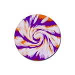 Tie Dye Purple Orange Abstract Swirl Rubber Coaster (Round)  Front