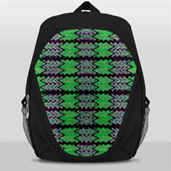 Pattern Tile Green Purple Backpack Bag by BrightVibesDesign