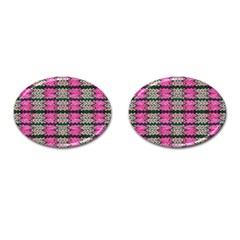 Pattern Tile Pink Green White Cufflinks (oval) by BrightVibesDesign