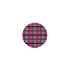 Pattern Tile Pink Green White 1  Mini Magnets by BrightVibesDesign