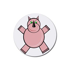 Pink Rhino Rubber Coaster (round)  by Valentinaart