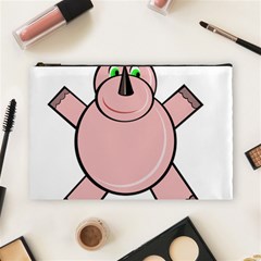 Pink Rhino Cosmetic Bag (large)  by Valentinaart