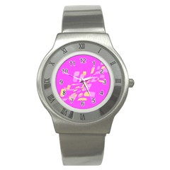 Pink Abstraction Stainless Steel Watch by Valentinaart