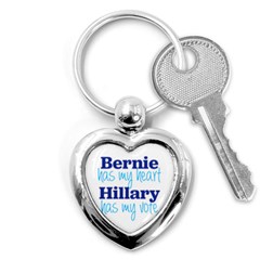 Bernie Has My Heart, Hillary Has My Vote Key Chains (heart)  by blueamerica