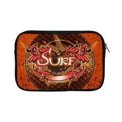 Surfing, Surfboard With Floral Elements  And Grunge In Red, Black Colors Apple Ipad Mini Zipper Cases by FantasyWorld7
