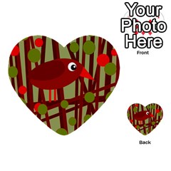 Red Cute Bird Multi-purpose Cards (heart)  by Valentinaart