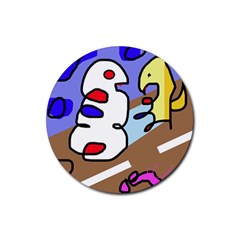 Abstract Comic Rubber Coaster (round)  by Valentinaart