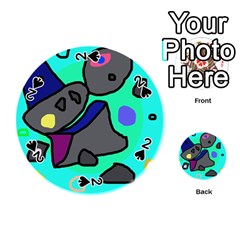 Blue Comic Abstract Playing Cards 54 (round)  by Valentinaart