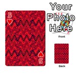 Red Wavey Squiggles Playing Cards 54 Designs  Front - Heart5