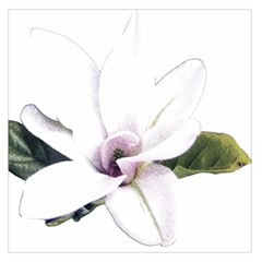 White Magnolia Pencil Drawing Art Large Satin Scarf (square) by picsaspassion