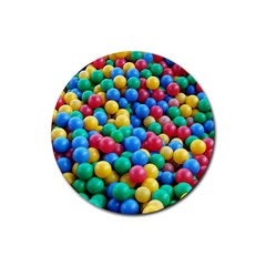 Funny Colorful Red Yellow Green Blue Kids Play Balls Rubber Round Coaster (4 Pack)  by yoursparklingshop