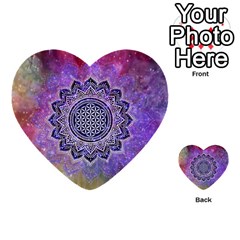 Flower Of Life Indian Ornaments Mandala Universe Multi-purpose Cards (heart)  by EDDArt