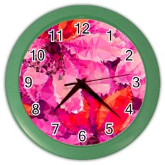 Geometric Magenta Garden Color Wall Clocks by DanaeStudio