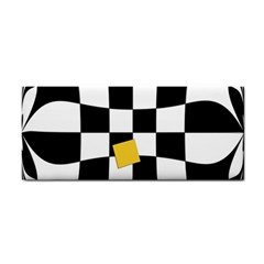 Dropout Yellow Black And White Distorted Check Hand Towel by designworld65