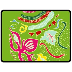 Green Organic Abstract Double Sided Fleece Blanket (large)  by DanaeStudio