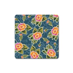 Floral Fantsy Pattern Square Magnet by DanaeStudio