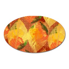 Fall Colors Leaves Pattern Oval Magnet by DanaeStudio